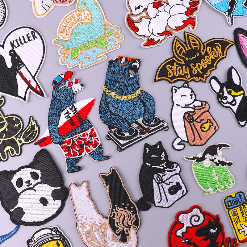 Cartoon Animal Patch Embroidered Patches For Clothing Thermoadhesive Patches On Clothes Badge Patch Stripe For Clothing Applique