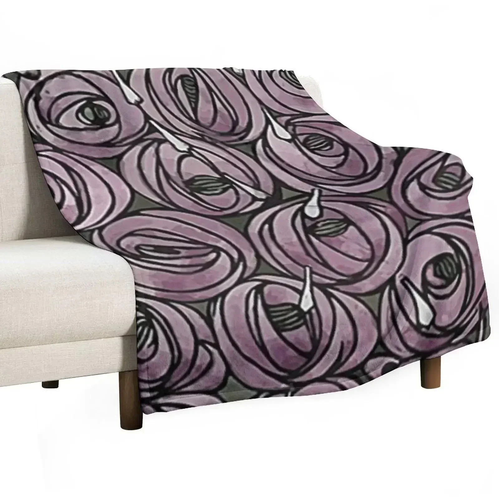Charles Rennie Mackintosh flowers design Throw Blanket Tourist Hairy Thin Bed covers Soft Plaid Luxury St Blankets