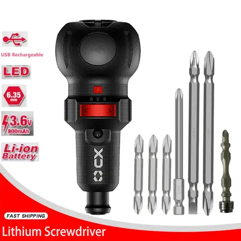 3.6V 6.35mm 육각 생크 전기 스크루드라이버 세트(LED 조명 포함) 3단 USB 충전식 토크 제어 볼 그립 핸들