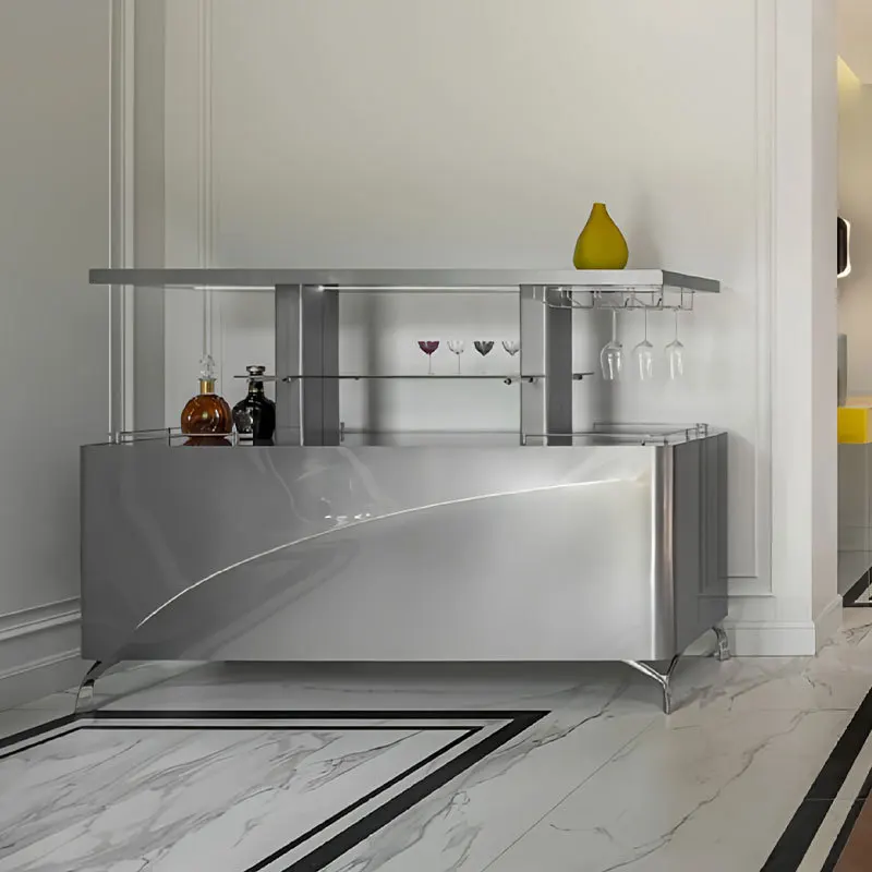 Light-luxury High-end Automatic Lift Wine Cabinet, Bamboo Panel Design, Modern Villa Living Room Dining Room Sideboard