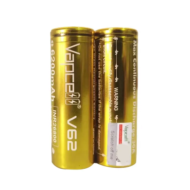 Akumulator Vapcell V62 INR 26800 o dużej pojemności 6200 mAh CDR 25A maks. 40 A 3,7 V akumulatory litowo-jonowe o dużej mocy do latarki