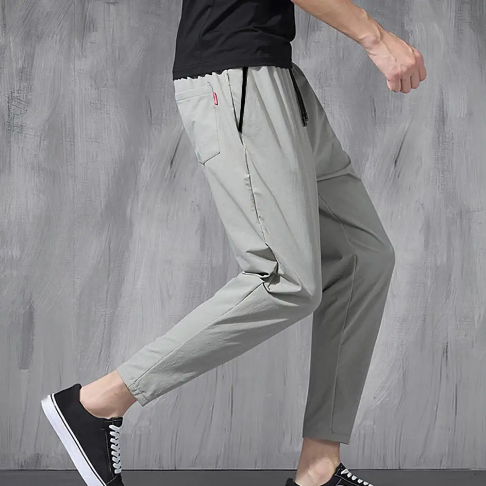 Trendy Pencil Pants Elastic Waist Comfortable to Wear Young Style Men Pencil Pants Daily Clothes