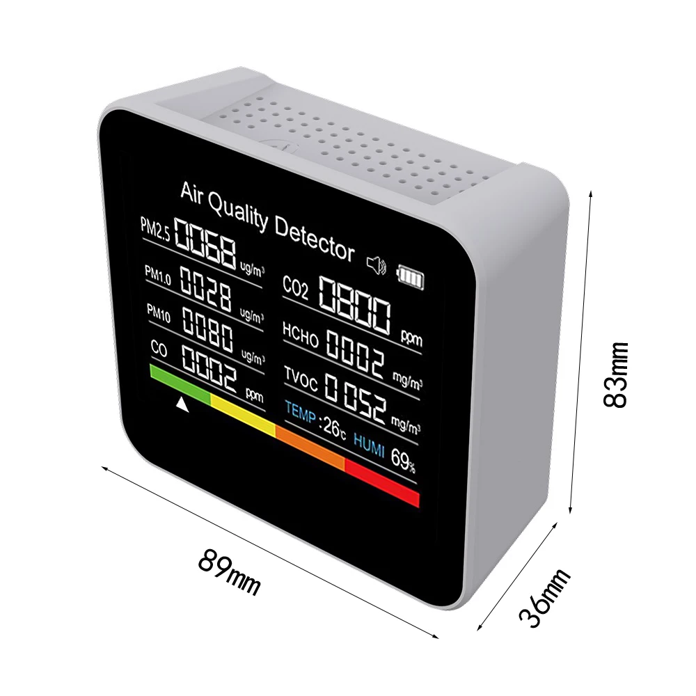 9 in1 miernik CO2 Monitor jakości powietrza APP BT detektor dwutlenku węgla TVOC HCHO PM2.5 PM1.0 PM10 czujnik wilgotności temperatury CO2