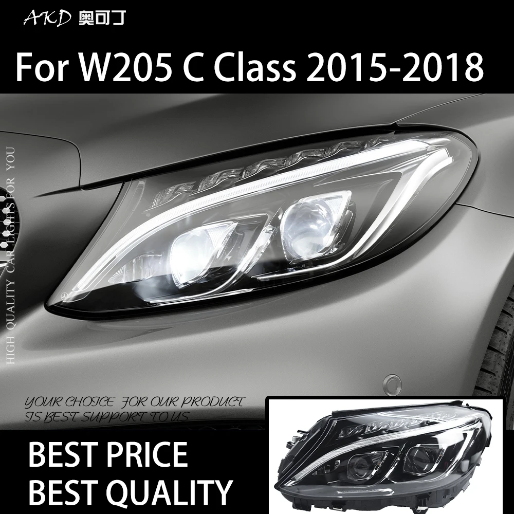 

Car Lights for W205 C Class 2015-2018 LED Auto Headlight Assembly Upgrade Bicofal Lens Dynamic Signal Lamp Tool Accessories