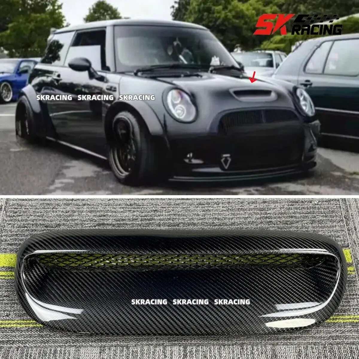 

Carbon Fiber Hood Bonnet Scoop Air Vent Cover For 2002-06 Mini Cooper S R53 R52