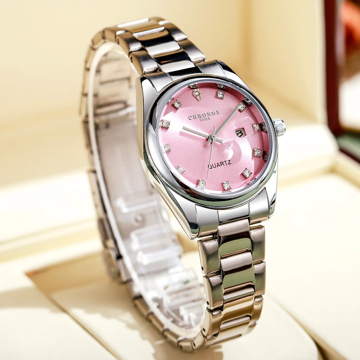 

CHRONOS Women Watches Luxury Fashion Casual Stainless Steel Dress Watch Ladies Elegant Waterproof Quartz Watch Gifts Reloj Mujer