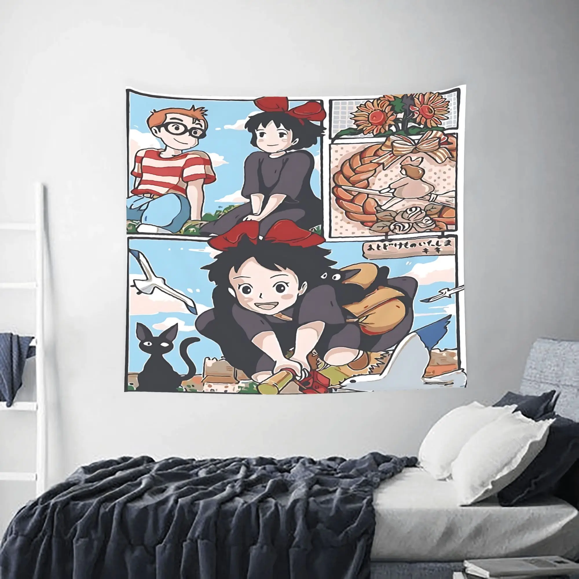 Customized Anime Kiki’s Delivery Service cutecore Tapestry Bedroom Decoration  Wall Hanging Blanket Tapestry Cool Stuff For Room