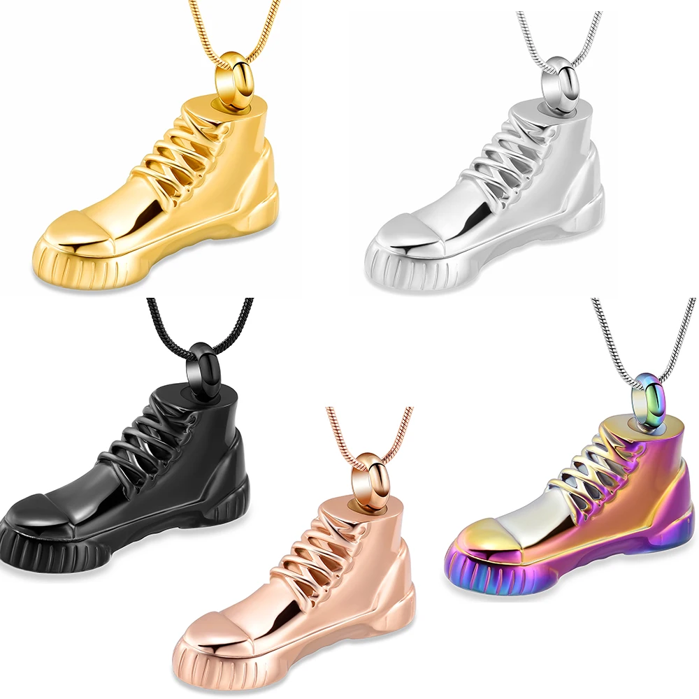 Customized Urn Necklace Shoes Pendant Gold Plating Stainless Steel Hold Dog Human Ashes Perfume For Man Woman Keepsake Jewelry