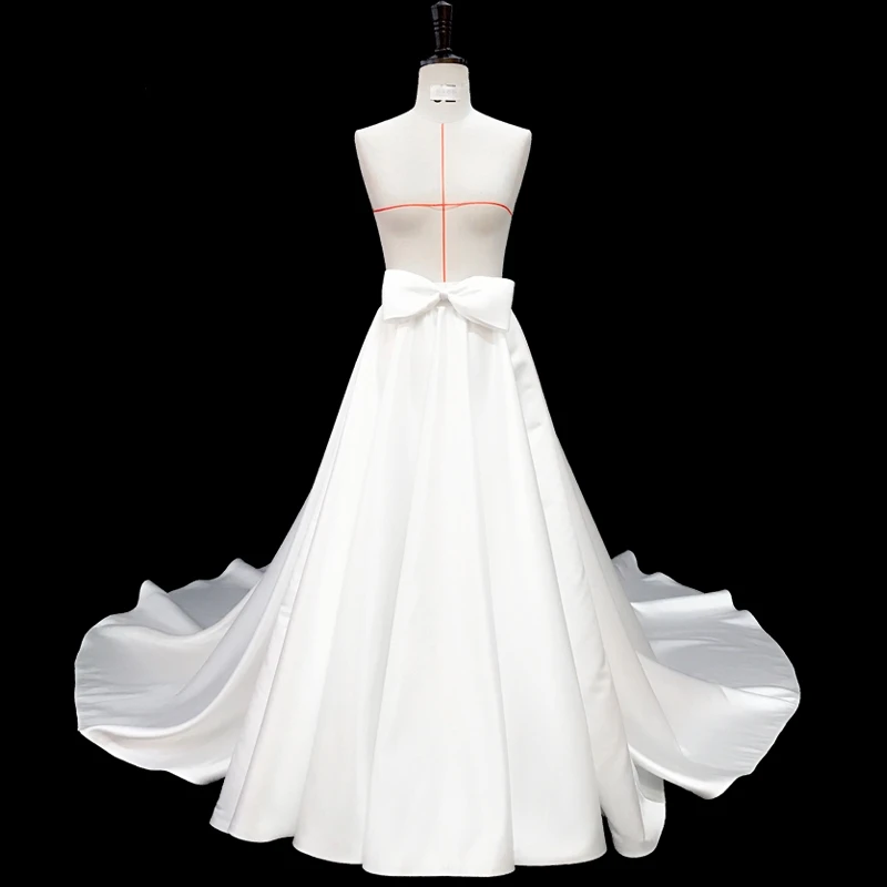 Satin Detachable Train Wedding Removable Skirt For Dresses Bridal Bow Overskirt