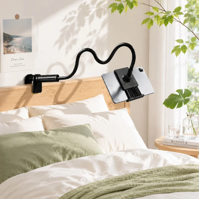 Flexibler Langarm-Tablet- und Handyhalter, 360° °   Drehbarer Spiralständer für Zuhause, Bett und Schreibtisch, Universell Verstellbare Halterung