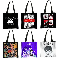 Bonito Omori Imprimir Shopping Bag Canvas Casual Totes Grande Capacidade Mercearia Ombro Sacos Eco Reutilizáveis Shopper Bag