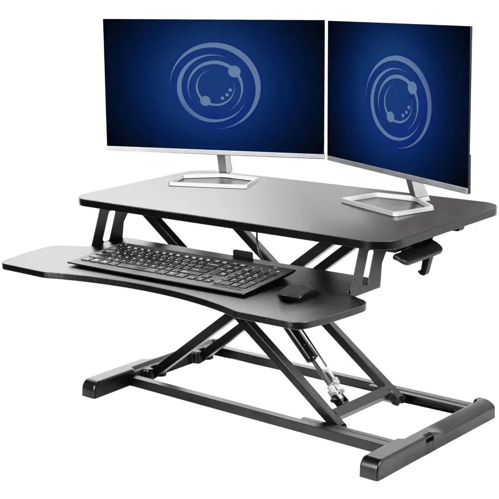 32 inch Desk Converter, K Series, Height Adjustable Sit to Stand Riser, Dual Monitor and Laptop Workstation with Wide Keyboard