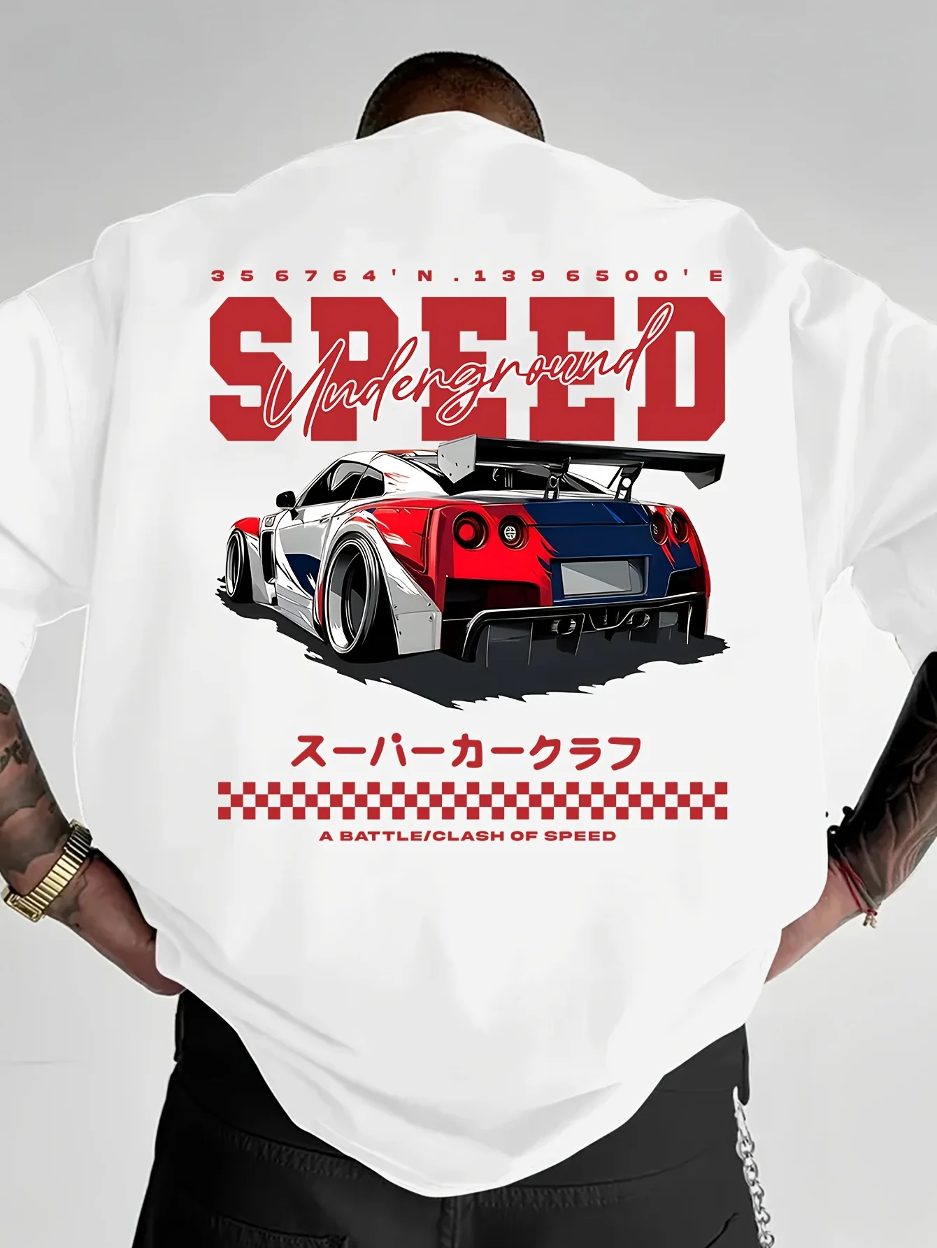 Family Matching T‑Shirt JDM Racing Sports Car Speed Theme Back Print Parent‑Child Loose Casual Streetwear Cotton Tee Tops