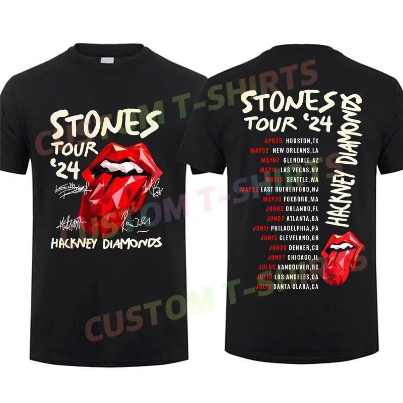 

2024 Men T Shirt Casual The Rolling Hackney Diamonds Tour 2024 Stone T-shirt Graphic Summer Sports 100% Cotton S-3XL Cool Tee