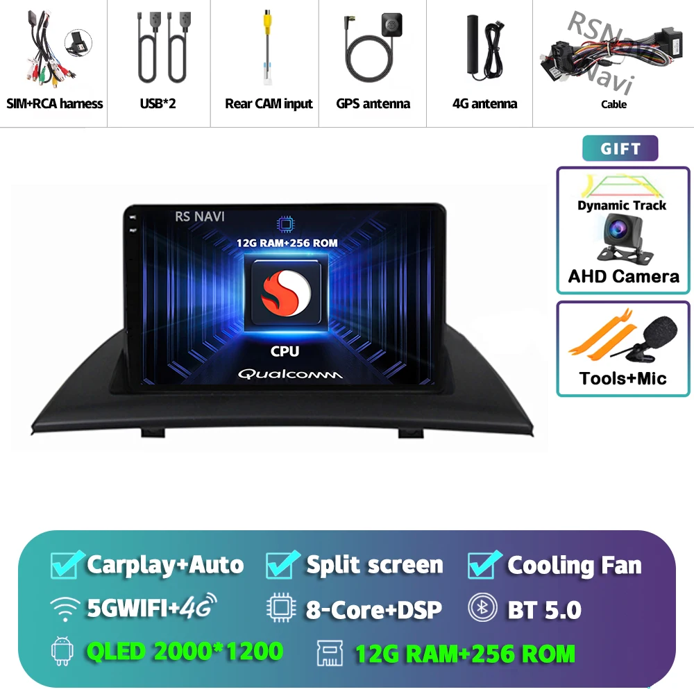 Android 15 Carplay Auto Voor BMW X3 E83 2004-2012 Autoradio GPS Speler Multimedia stereo 360 Camera navigatie Video AI Voice
