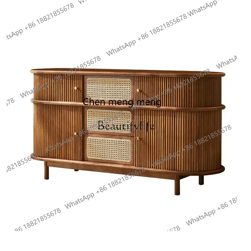 style  Japanese retro roller shutter storage entrance cabinet Nordic solid wood locker ss 8617