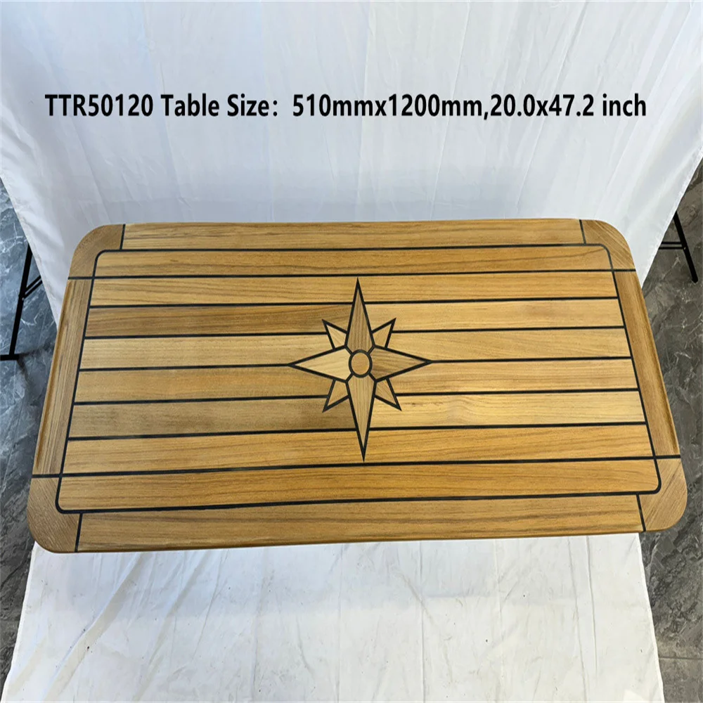 

Rectangular Teak Table Top 370x600/510x750/510x860/585x690/580x900/510x1200/650x1500mm Star Inlay Round Corner Boat Marine v0GZ2