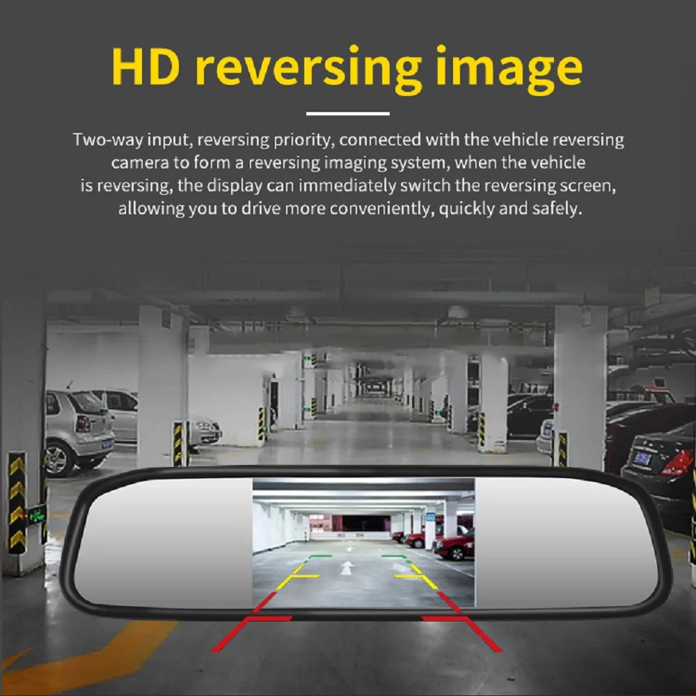 

4.3" Car Parking Rearview Mirror Monitor 3 Video Input For Rear View Camera LED Night Vision 170° Wide Angle Reverse Auto Camera