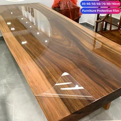 Película transparente autoadhesiva, película protectora de escritorio de madera de mármol, pegatina de mesa, vidrio brillante para encimera de muebles de fácil cuidado