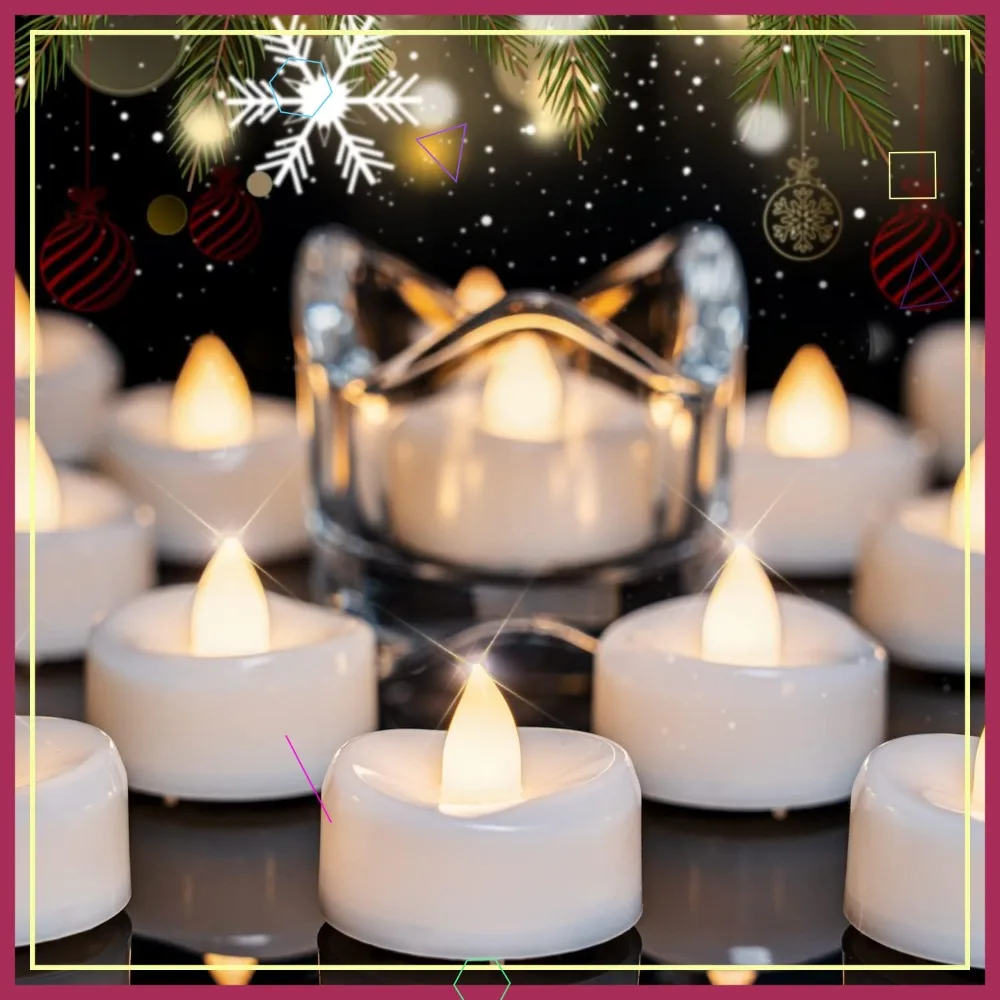 24-Pack Flameless LED Tealights, 200 Hours Long-Lasting, Realistic Flicker, 1.5'' x 1.25'' for Halloween Christmas Wedding