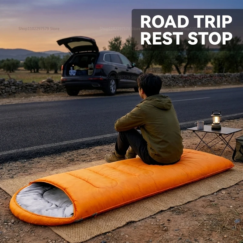 Camping sleeping bag light 4 seasons warm envelope backpack outdoor mummy cotton winter sleeping bag camp camp sleeping equipmen view 2