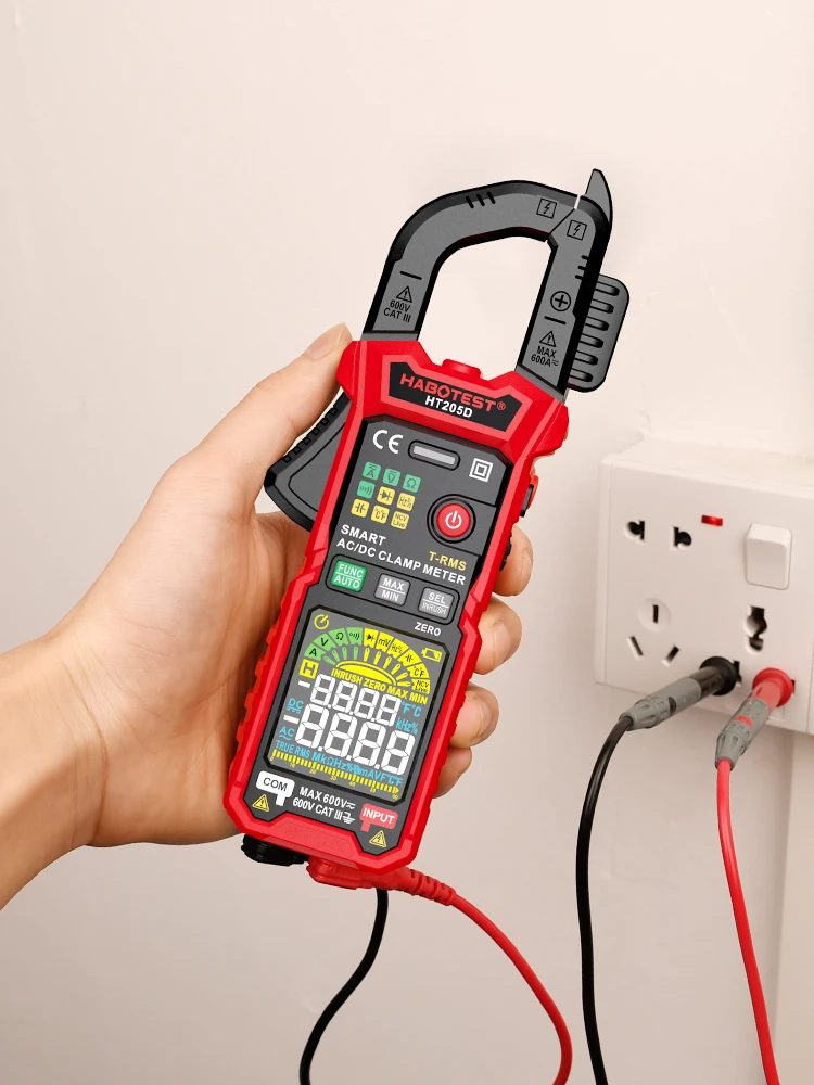 HT205D 6000 Counts Pengukur Arus Inrush Berkinerja Tinggi, Arus DC, Fungsi Zero, True RMS, Clamp Meter Digital Cerdas