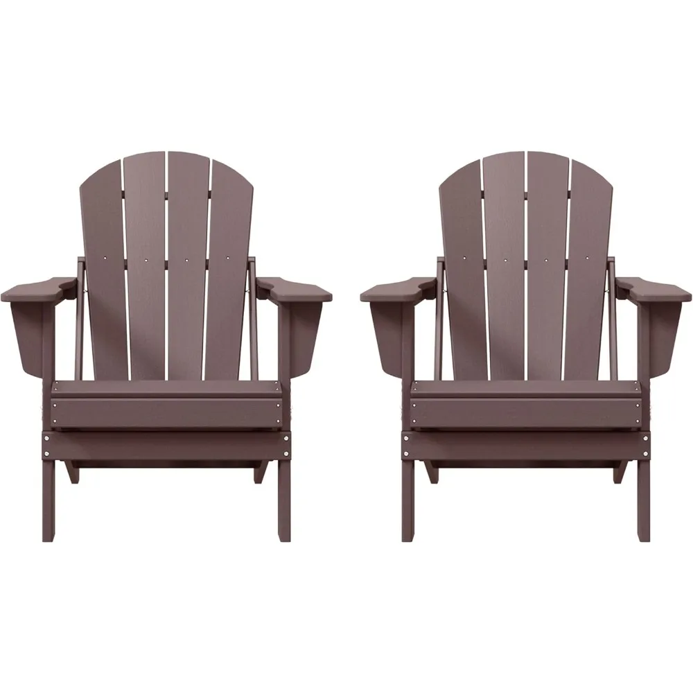 

Outdoor Adirondack Chairs Set of 2, Plastic Fire Pit Chair, Weather Resistant Folding Patio Lawn Chair for Outside