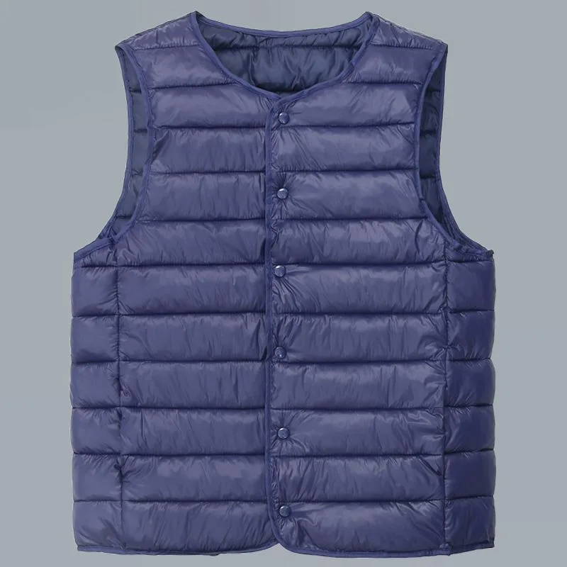

Men's Winter Down Vest Lightweight Crewneck V Neck Warmth Stylish Versatility for Middle Aged Active Lifestyle