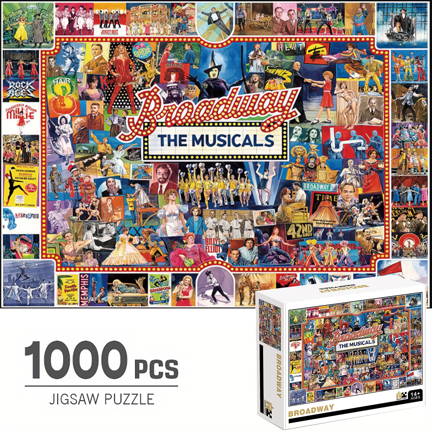 1000-teiliges Puzzle, Broadway, großes Puzzle für Erwachsene, Spielzeug, Geschenk, geistiges, dekomprimierendes, lustiges Familienspiel