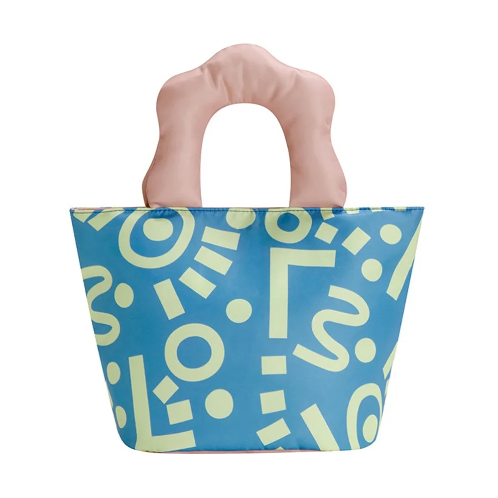 

Large Capacity Lunch Bag Portable Smiling Face Big Eyes Doodle Food Bags Spacious Insulated Lunchbox for Outdoor Office