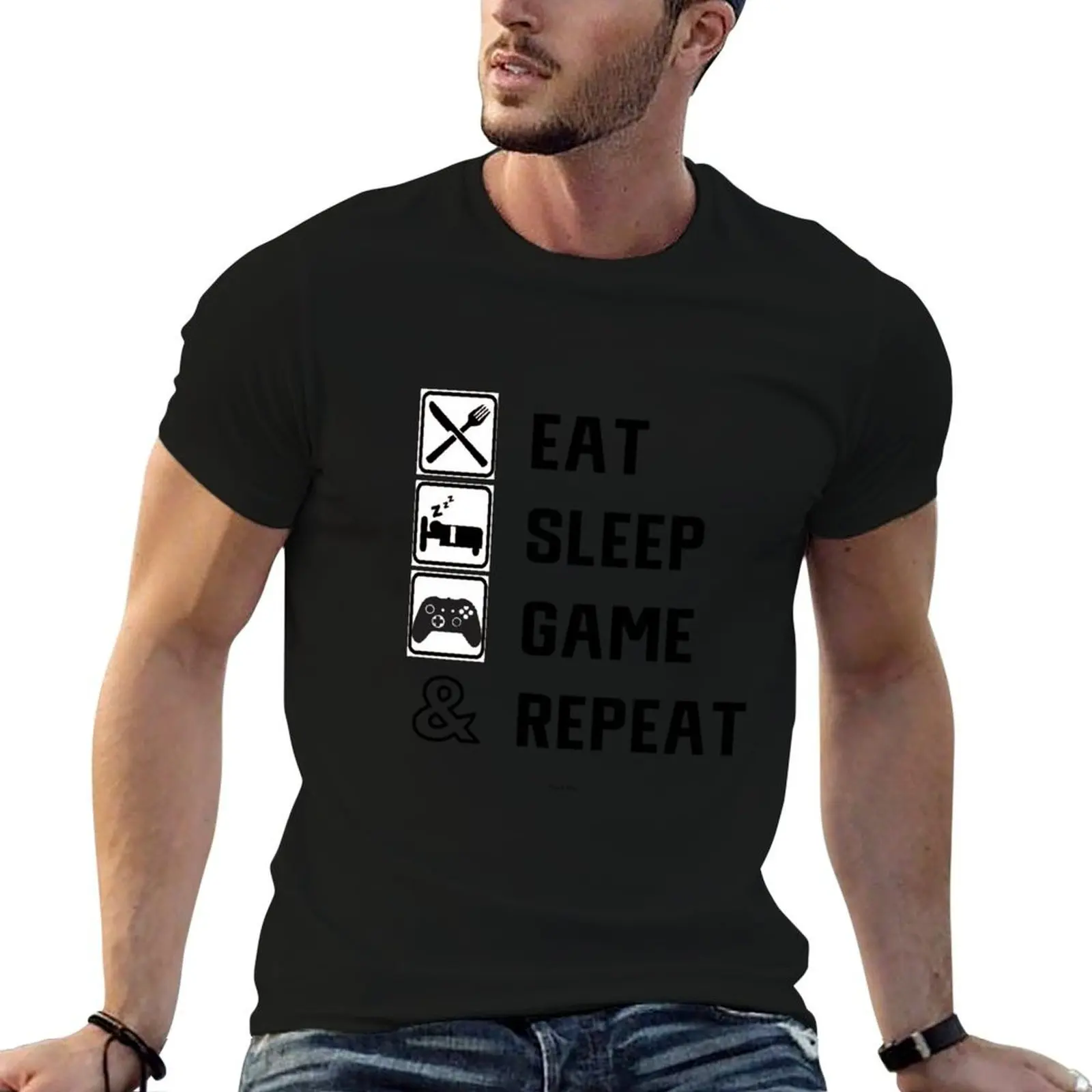 Eat Sleep Game Repeat T-Shirt graphic shirts topping mens big and tall t shirts