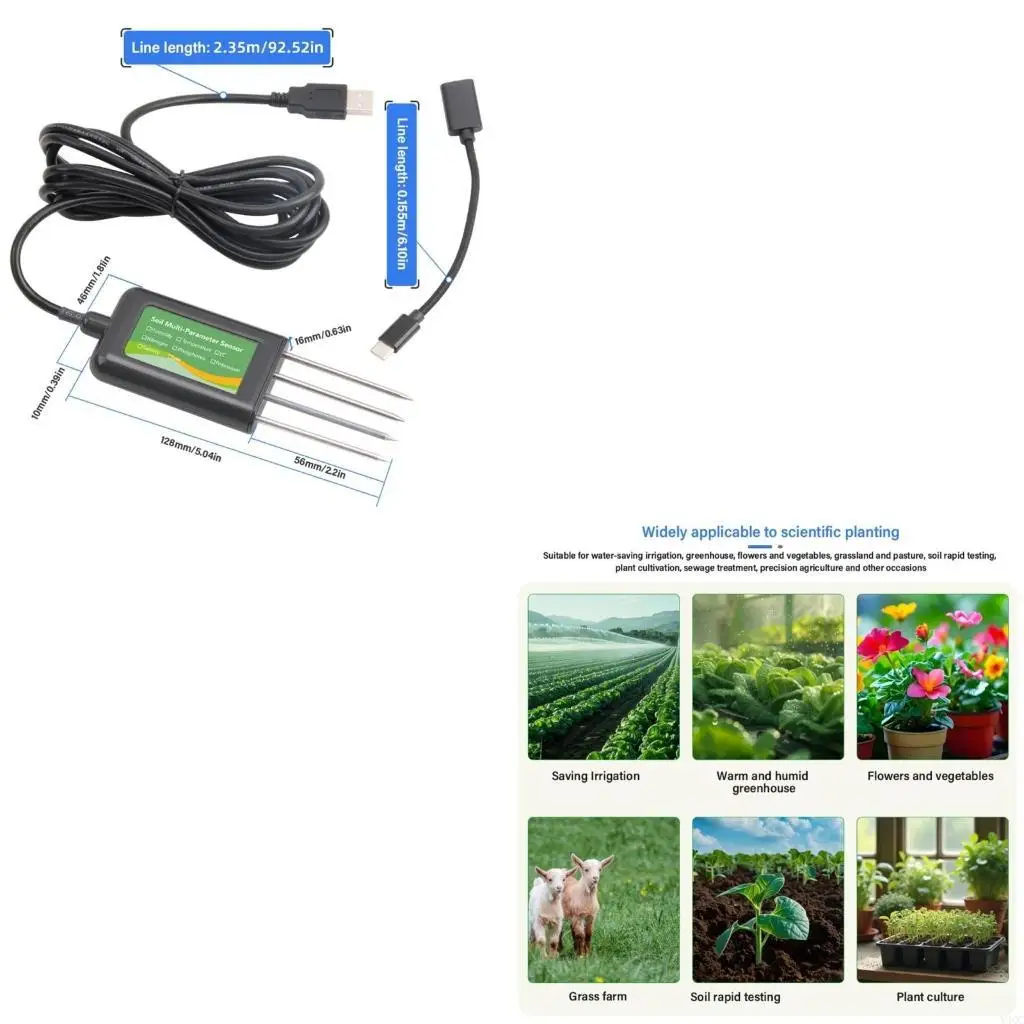 طقم اختبار التربة يعمل بمنفذ USB 316L من الفولاذ المقاوم للصدأ للاستخدام الزراعي Y4QC