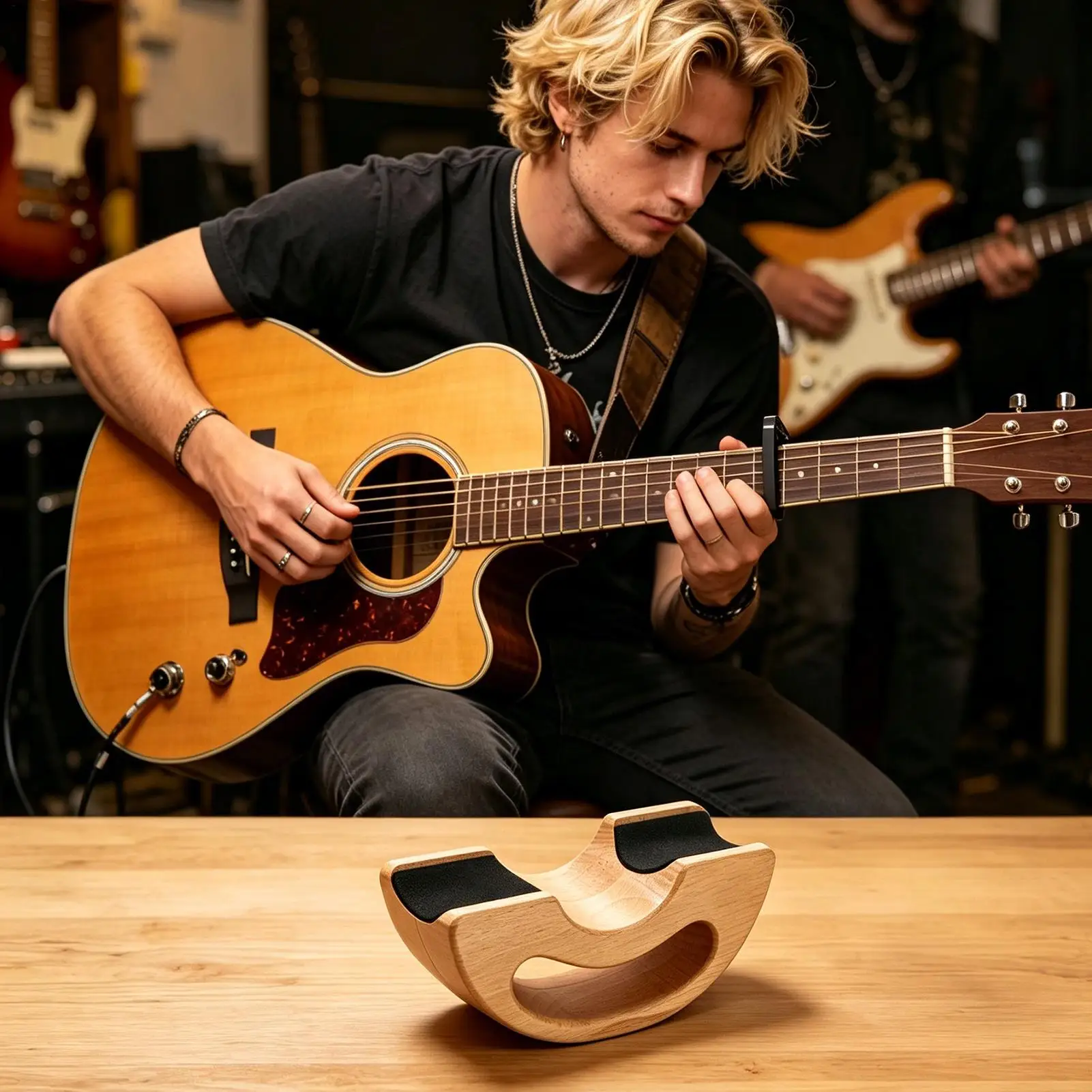 Guitar Neck Rest Cradle String Instrument Block Guitar Neck Rest Support For Bench Workshop Home Studio Maintenance Practice view 3
