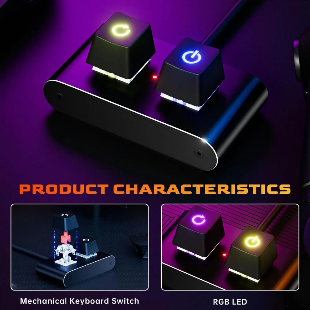 RGB LED External Desktop Power Switch 2M Cable Metal Housing PC Power Button ON Off Reset SW DIY PC Construction