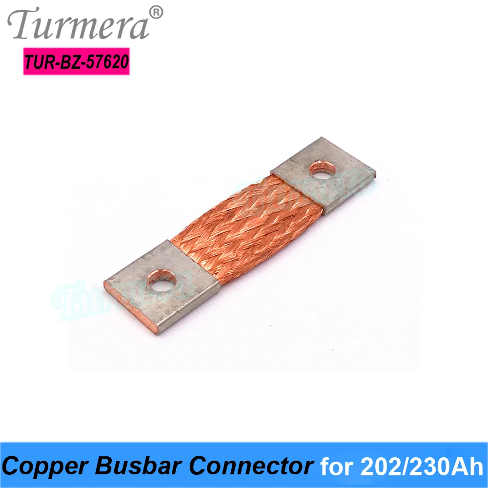 Turmera 12V Busbar Lifepo4 Battery Flexible Copper Connecter Hole to Hole 57mm 2mm 400A Use in 200Ah 202Ah 230Ah Lifepo4 Battery