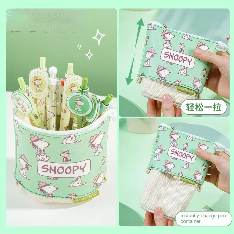 

Genuine Cartoon Cute Snoopy Student Retractable Large-capacity Pencil Case Vertical Two-in-one High-value Pen Holder
