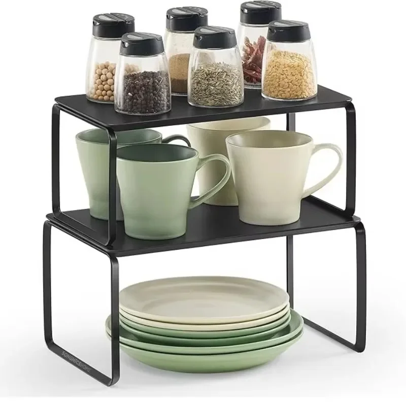

Stackable Set of 2 Kitchen Counter Shelves Kitchen Storage Spice Rack Saving Space For Hotel Home Restaurant