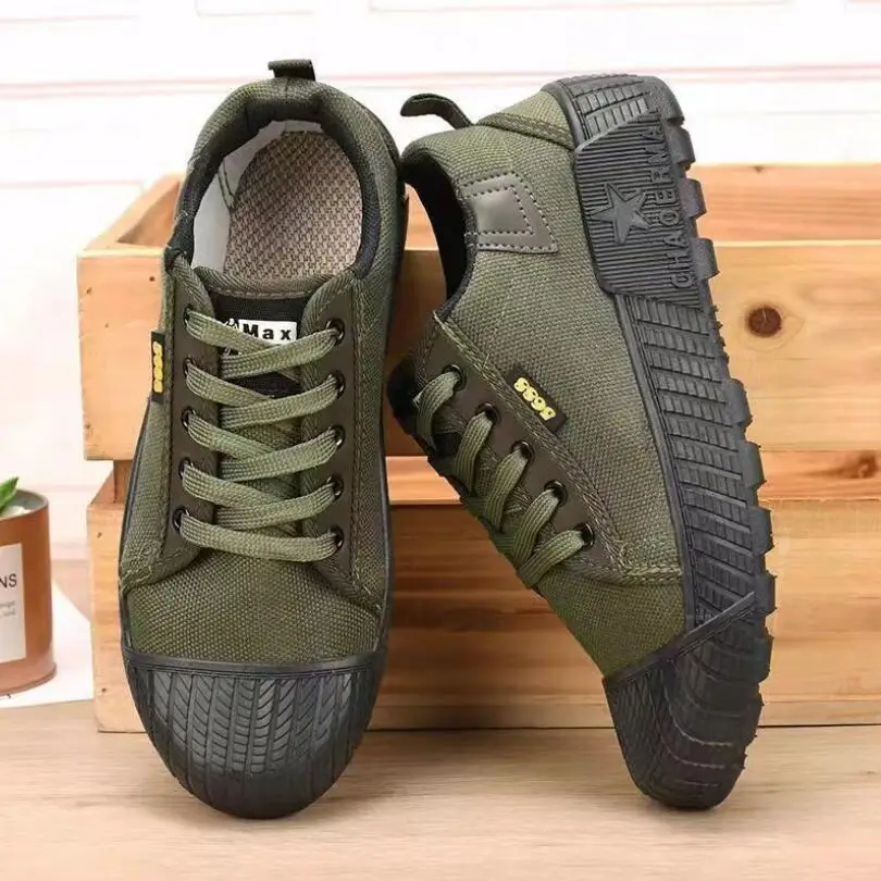 Men Outdoor Tactical Low-Top Flat Casual Sports Shoes Protective Training Work Canvas Sneakers Loafers