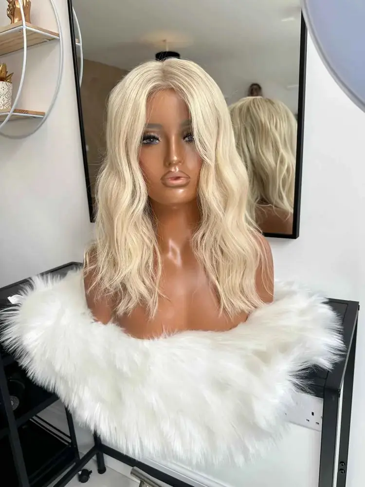 الكتف الرماد شقراء غلويليس الباروكات الشعر الاصطناعية الطبيعية متموجة مزيج اللون الجسم موجة الدانتيل الجبهة الباروكات للنساء شعر مموج عميق 16" #5