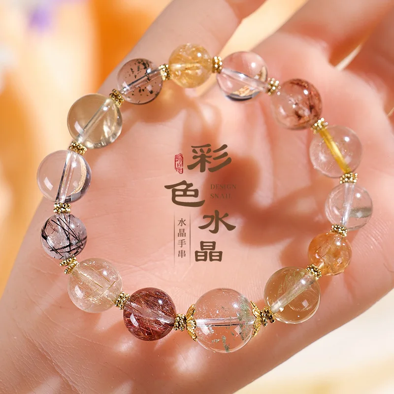 

Year New Natural Red Multi Treasure Bead For Women Fashionable And High End Black Hair Crystal Bracelet Lucky Hand String