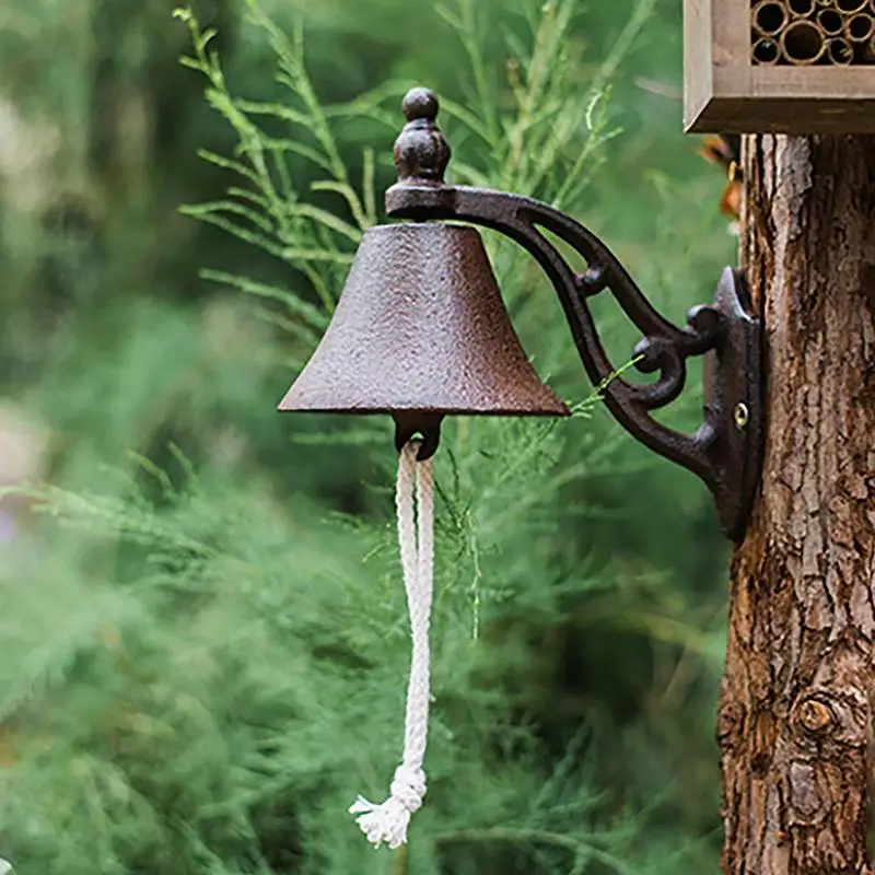 Винтажный дверной звонок, сверхмощный чугунный настенный дверной звонок в стиле ретро, деревенский ручной встряхивающий ужин, декор для дома и сада