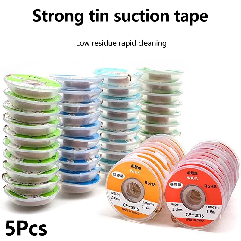 

5 PCS Desoldering Wire Braid Soldering Mesh Welding Parts Low Residue No-Clean Solder Tin Remover Tool