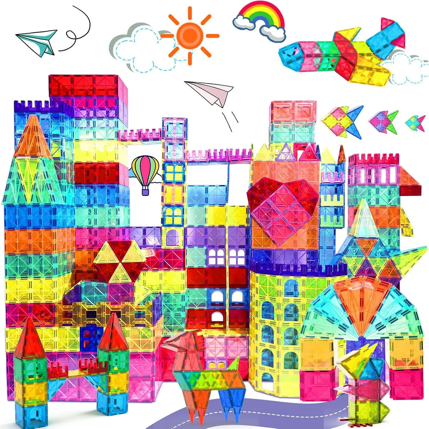 

100-Piece Magnetic Building Blocks Set, STEM Construction Toys for Kids Ages 3-8+