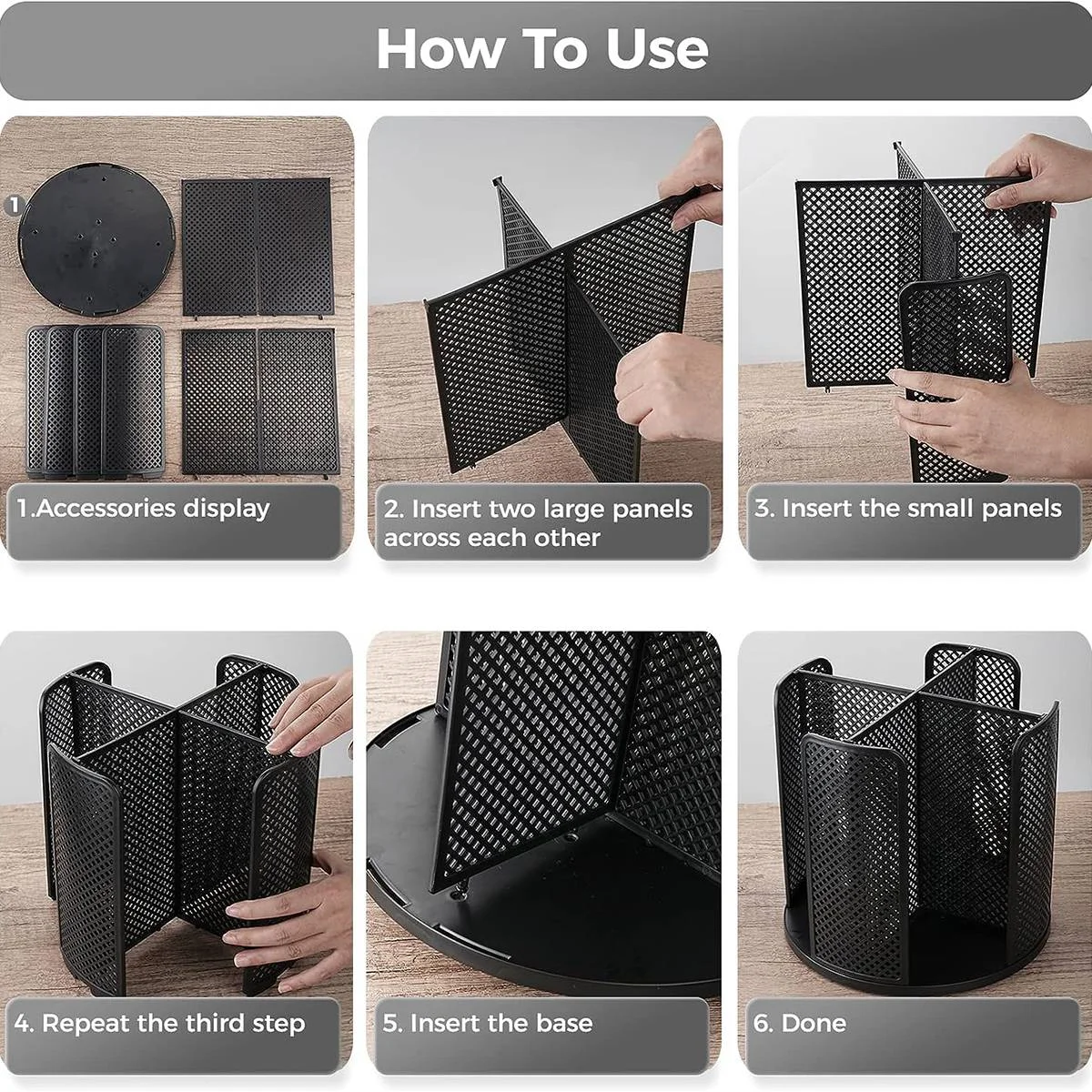 A88M 回転可能なカップと蓋オーガナイザー 4 コンパートメント付き、コーヒーカップディスペンサー、紙コップ収納ホルダー、カウンタートップ用 ブラック