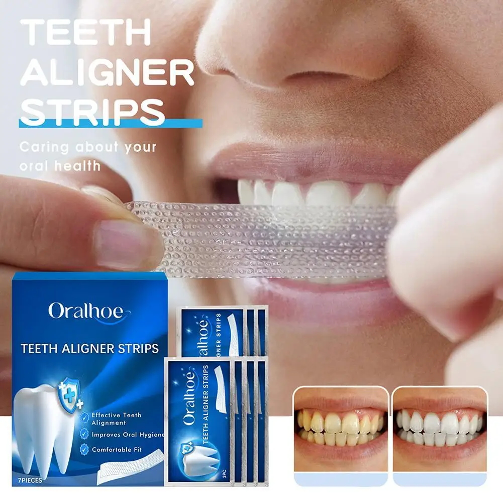 White Teeth Whitening Strips, Efeitos Profissionais, Cerdas Dentes, Escova De Dentes De Carvão, Clareamento Dental, 7pcs por caixa