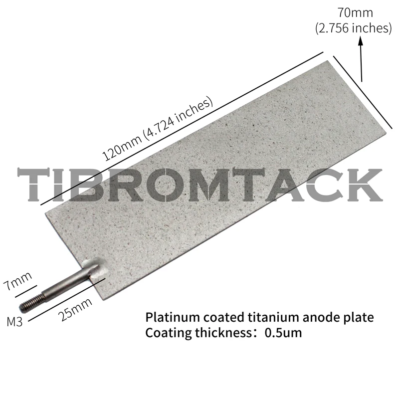 MMO Pt Titanium Plate, Platinum Coated Titanium Anode for Electrolytic Hydrogen Production, 120*70mm