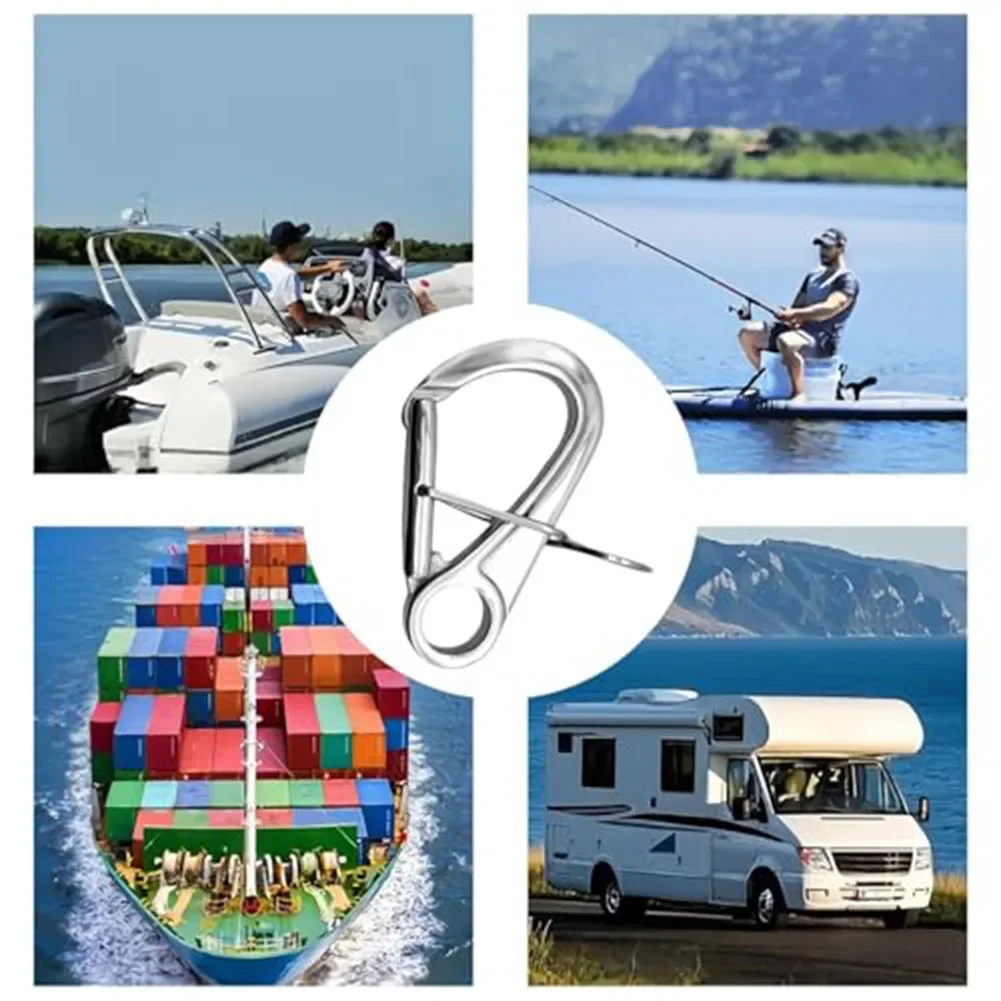 Self Locking Stainless Steel Docking Hook for Secure Mooring on Boats Yachts Trailers and Industrial Rigging Setups
