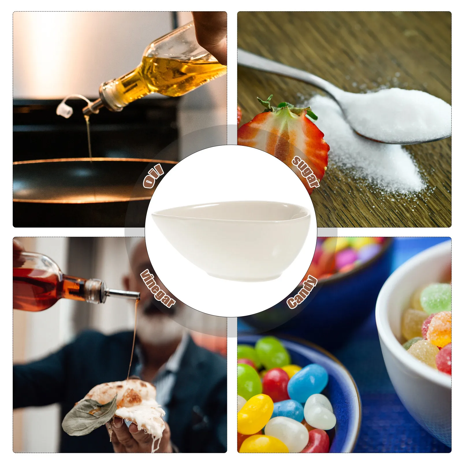 5Pcs Seasoning Bowls Solid White Nonfade Compact Lightweight Kitchen Tableware Ideal for Sauces Dips Appetizers Restaurant Hotel
