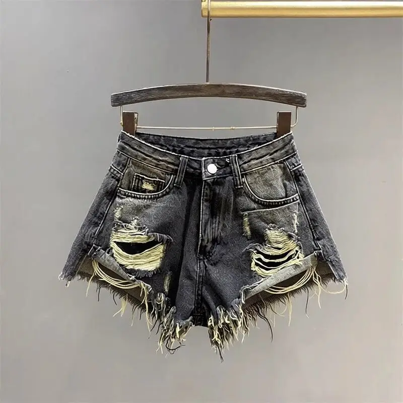 Denim Shorts for Women 2026 Summer New Style Spicy Girl High Waist Show Thin A-line Wide Leg Cowboy Short Pants