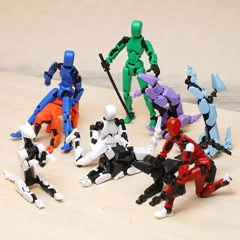 Diy figura de ação fluorescente móvel manequim13 articulações humano sorte montagem de descompressão impresso parar movimento animação brinquedo